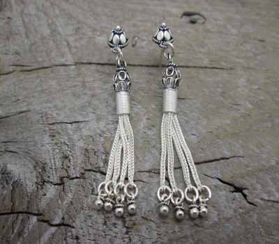 Silver Earrings-Bali Dangle